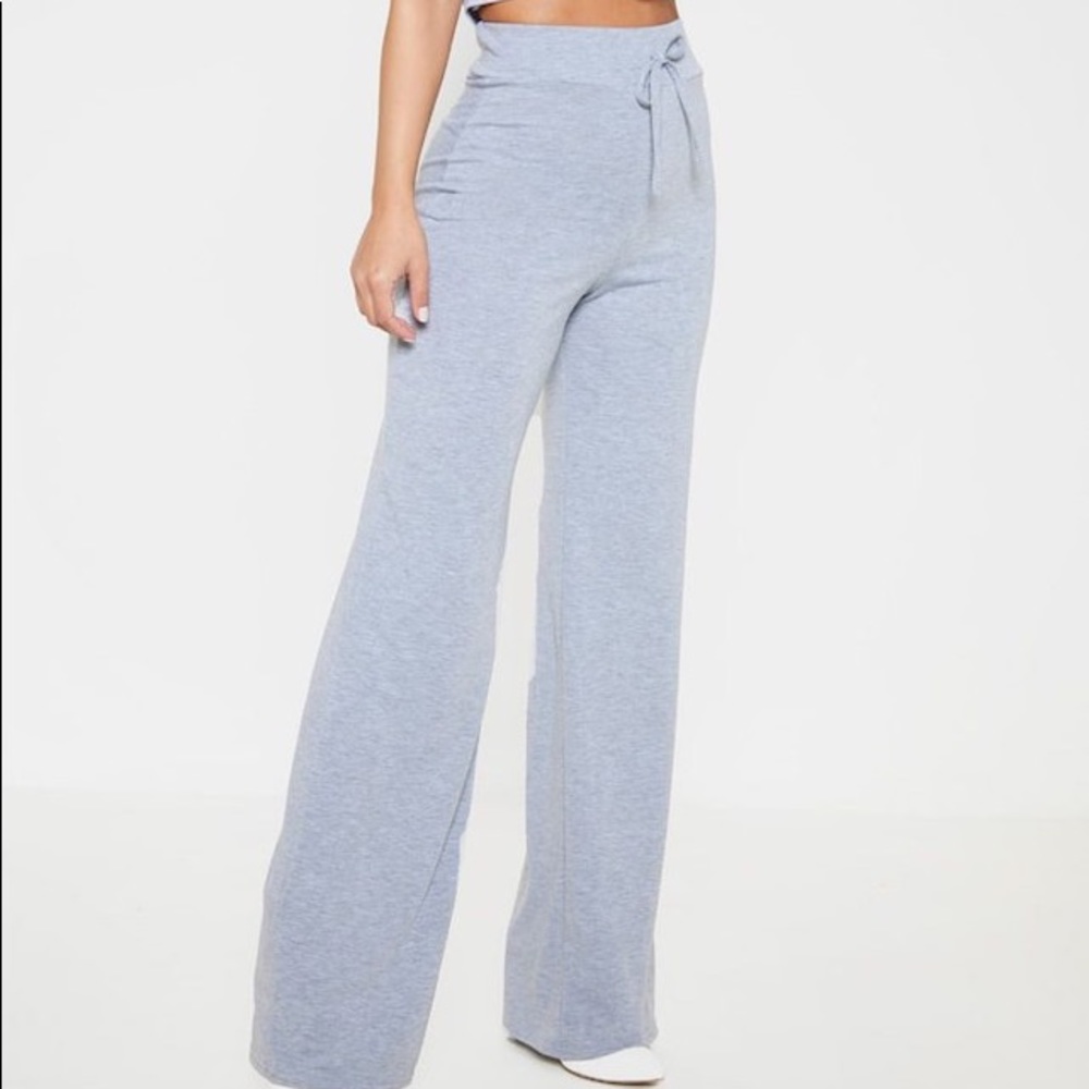 NWT PLT Grey Drawstring Jersey Wide Leg Jogger